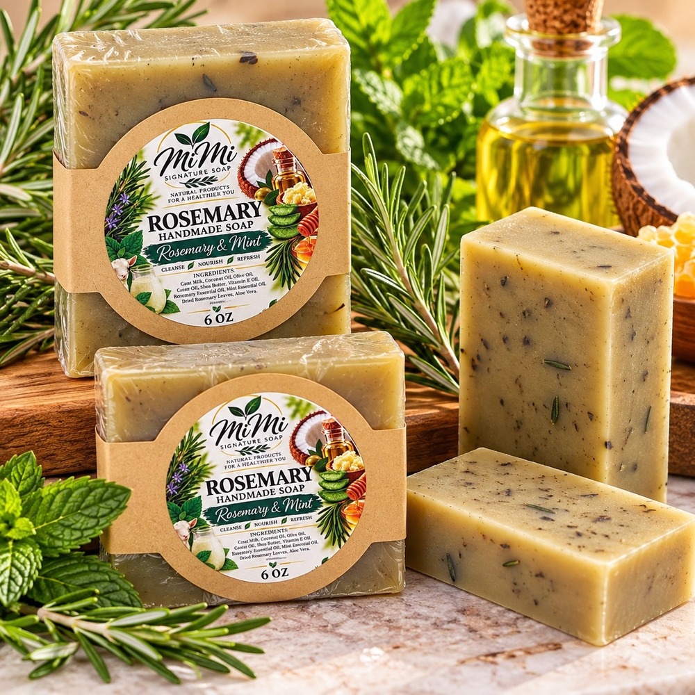 Rosemary & Mint Goat Milk Soap 2-Pack, 12 oz | Handmade Natural Soap